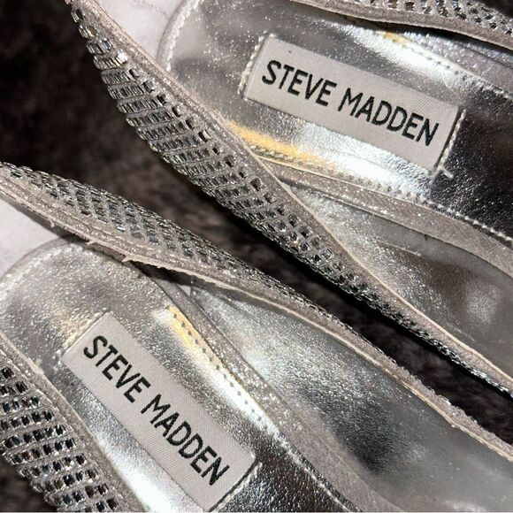 Steve Madden Silver Rhinestone Zana Crystal Pointed Toe Heels Sz 6.5 Homecoming - Picture 10 of 12